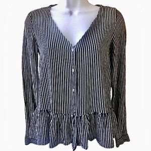 Zara | Trafaluc Collection Striped Ruffle Bottom Top